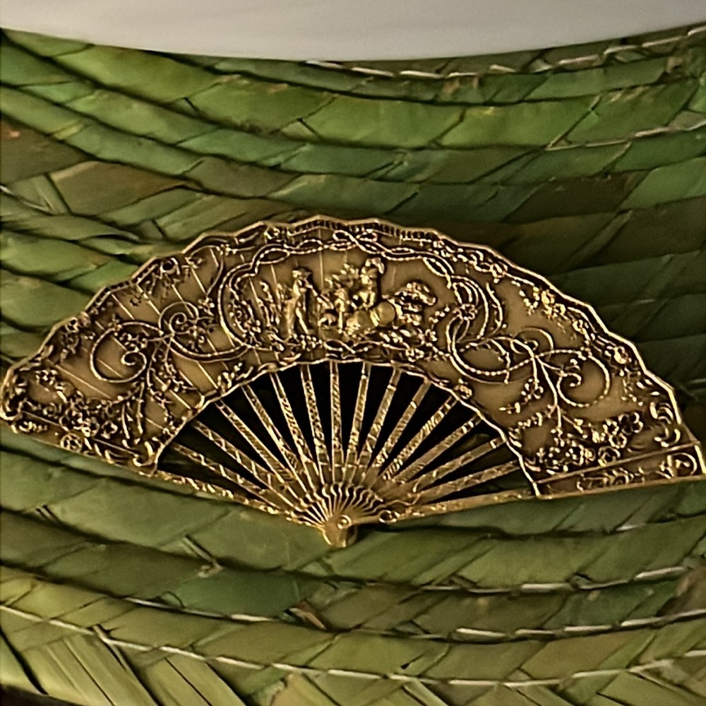 VTG Damascene Gold-Brass Fan Brooch
